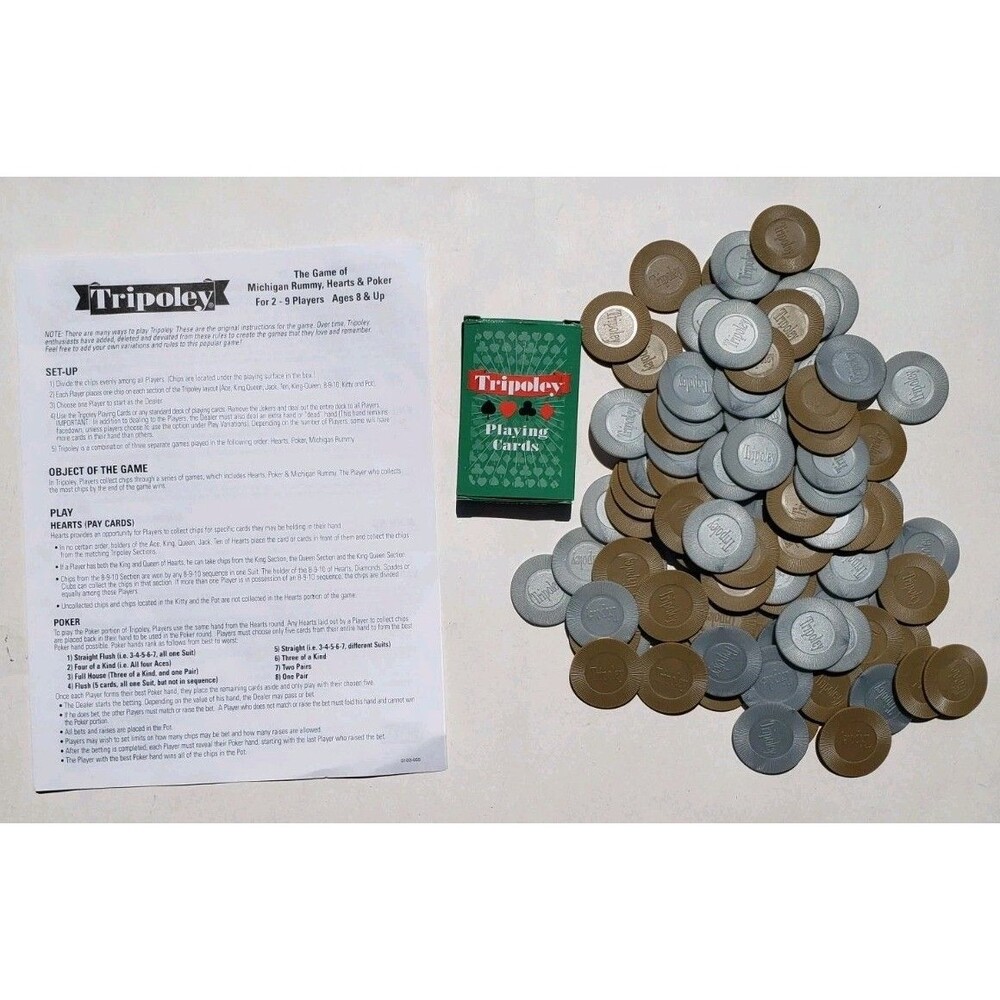 Tripoley Special Edition Game Replacement Pieces Cadaco 2002 Chips Cards Manual